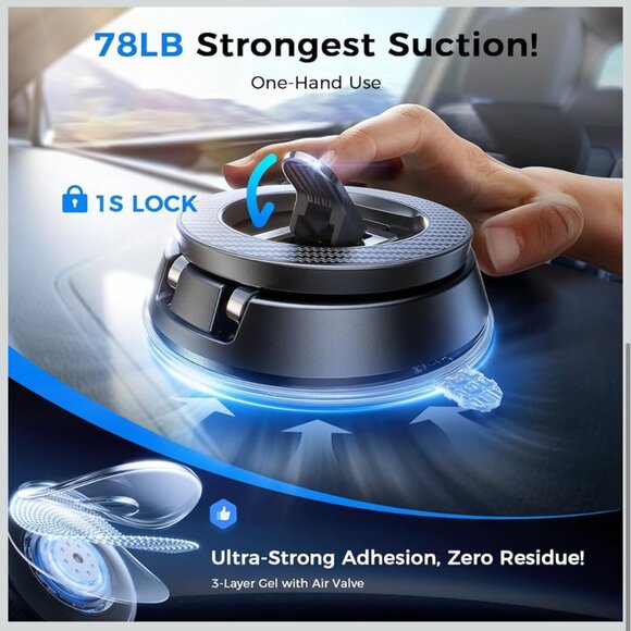 Car Phone Holder for MagSafe [78+LBS Ultra Grip | 2400gf Magnetic Power] 360° Fo - Picture 4 of 6